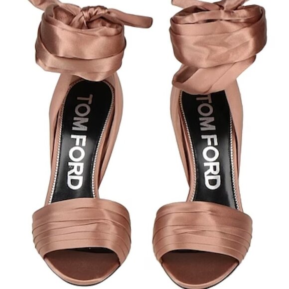 New Tom Ford 105 Satin Wraparound Pastel Pink Sandals NWT 8 US/38 EU - Picture 5 of 6